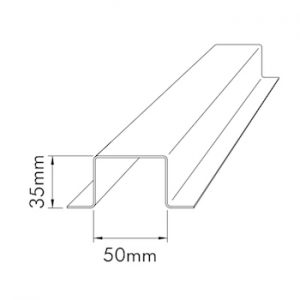 Facade Top Hat 50x35mm x 1.1mm